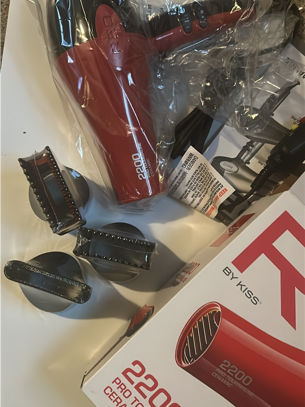 Kiss Red and Black 2200W Ceramic Tourmaline Hair Dryer